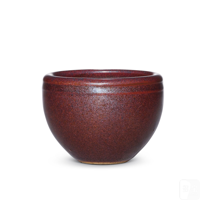 清雍正 铁锈花釉小案缸 - 图1